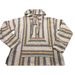 Earthbound Trading Co Baja Hoodie Mens Medium Multi Color Striped Pullover